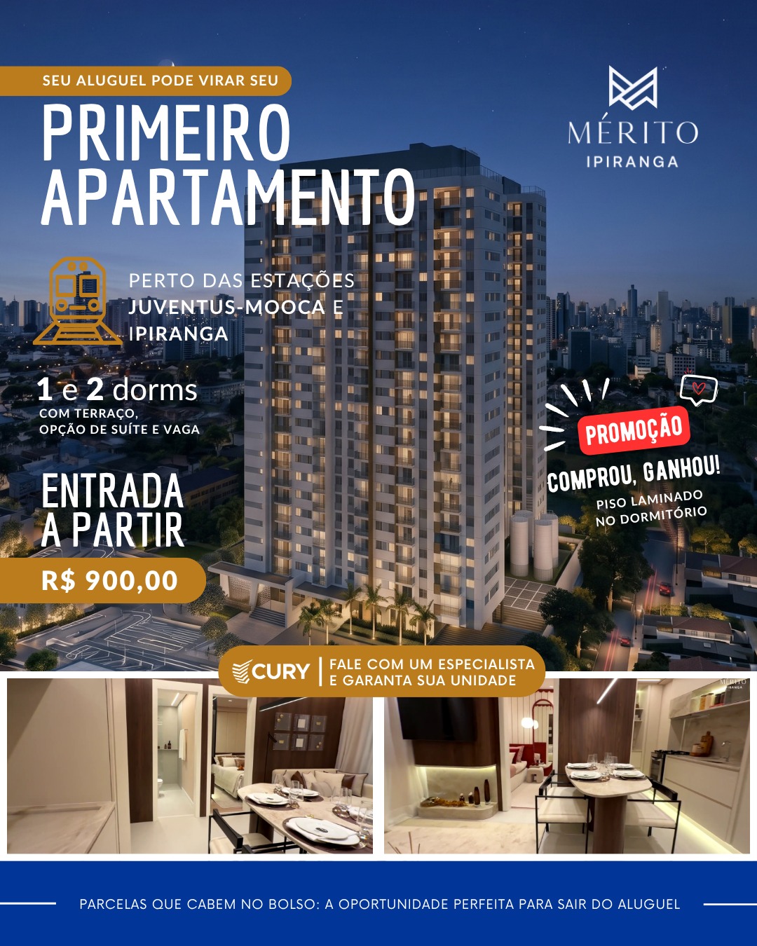 Criativo da campanha Mérito Ipiranga, da Cury, em São Paulo
